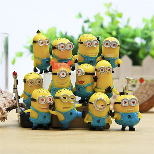 (12piece/lot)Minion Miniatures Figurines Toys Small Miniatures 3D Small Minions Home Decor Decoration Crafts Miniatures WG001