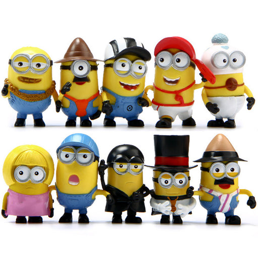 10pcs/set Minion Cosplay Toys Despicable Me 3D Eye Minion Kevin Bob Stuart PVC Action Figure Toys Anime Figurines Model Toy