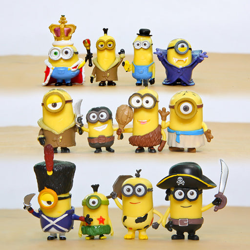 12pcs/lot Mini Minion Action Figures Despicable Me Minion Cosplay Vampire & Primitive & Pirate PVC Action Figures Toys for Kids