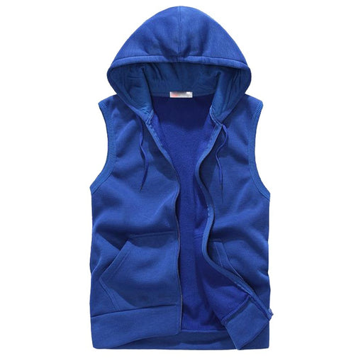 Men Autumn Winter Coat Padded Cotton Vest Hooded Thick Vest Tops Jacket Blouse