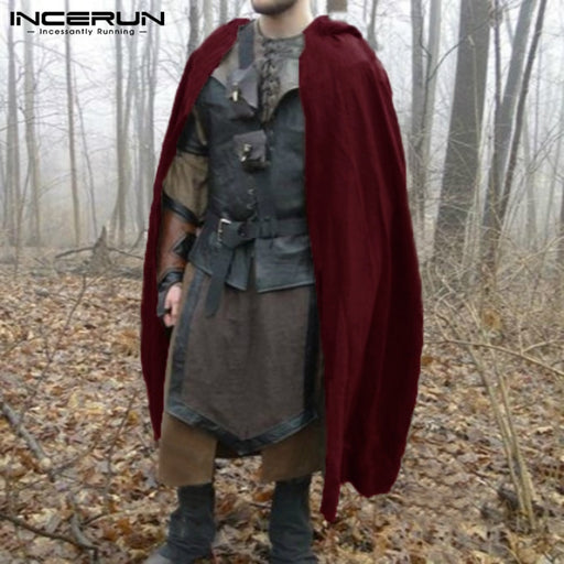 INCERUN Hiphop Mens Cloak Trench Long Coats Jacket Outwear Punk Style Black Vintage Cape Male Man Clothing Windbreaker Hombre