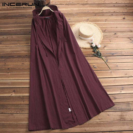 INCERUN Hiphop Mens Cloak Trench Long Coats Jacket Outwear Punk Style Black Vintage Cape Male Man Clothing Windbreaker Hombre