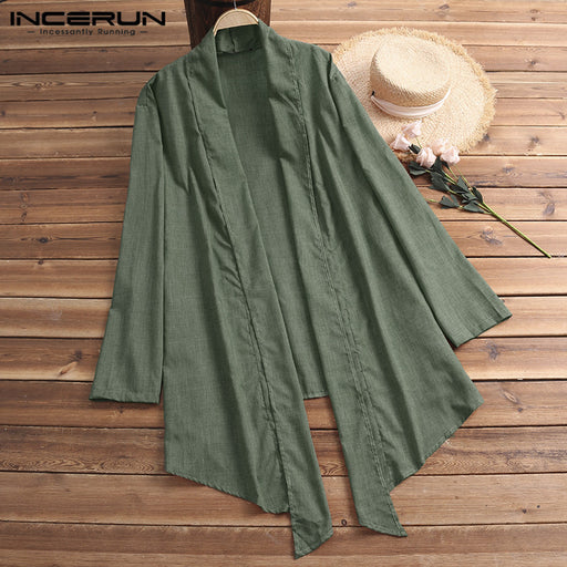 Retro Cloak Femininas Men Outerwear Long Sleeve Thin Trench Coat Solid Vintage Loose Irregular Hem Long Cardigan Big 5XL Coats