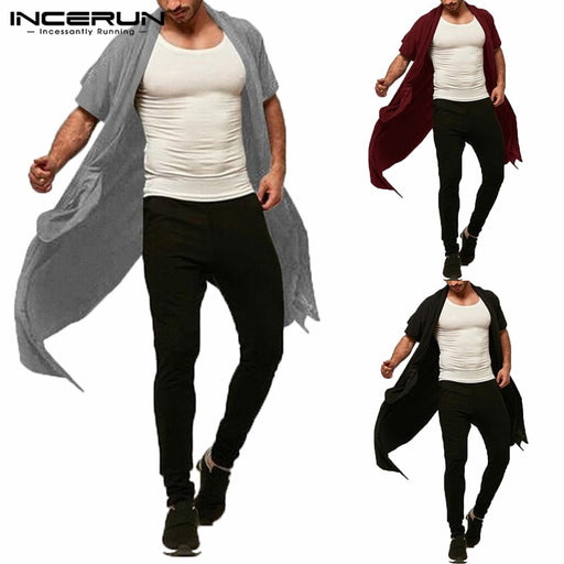 Trench Cloak Outwear Shirts HipHop Punk Thin Long Trench Cardigan Coats Abrigo Hombre Gothic Overcoat